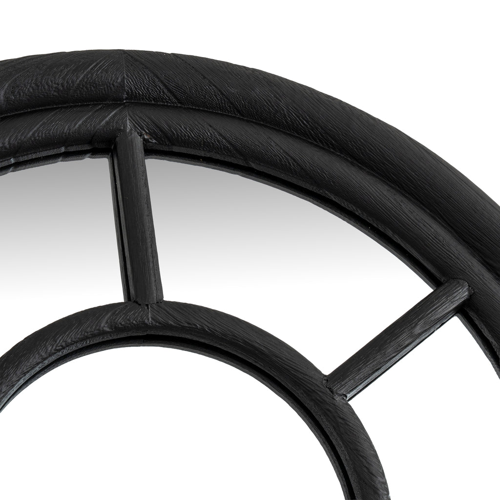 Black Wood Tall Arched Window Mirror