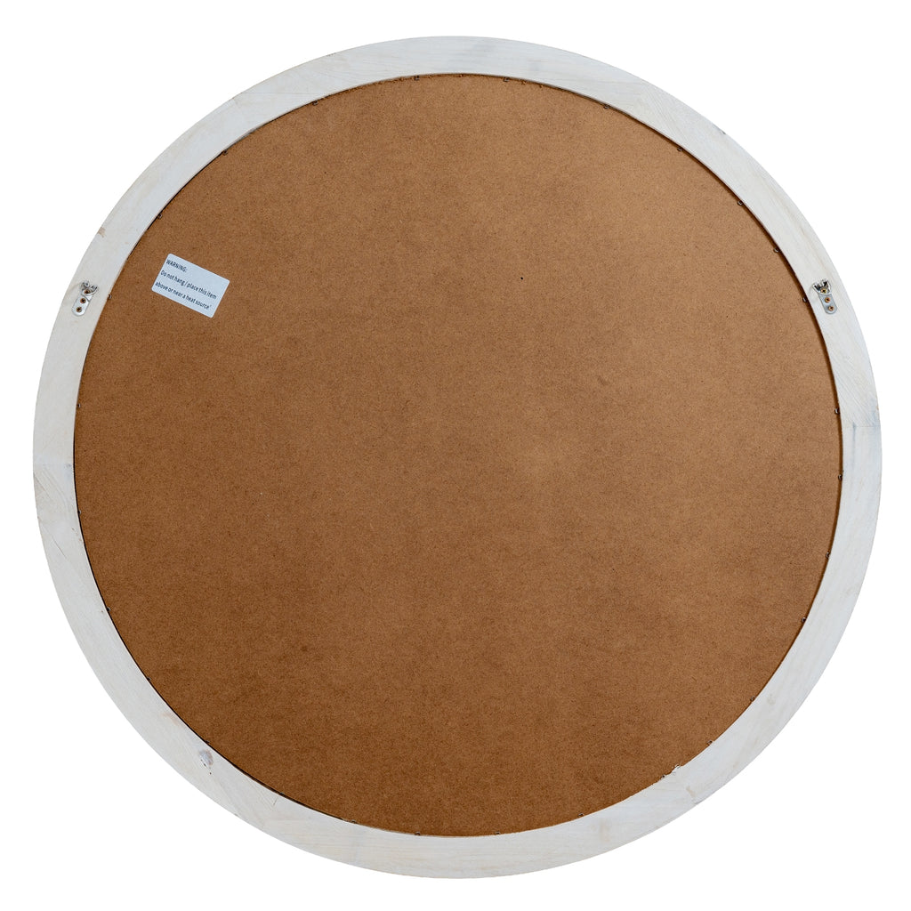 Washed Wood Round Window Mirror