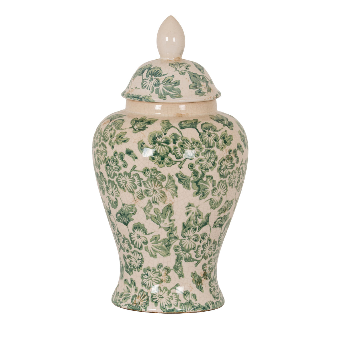 Large Green Clover Ceramic Ginger Jar