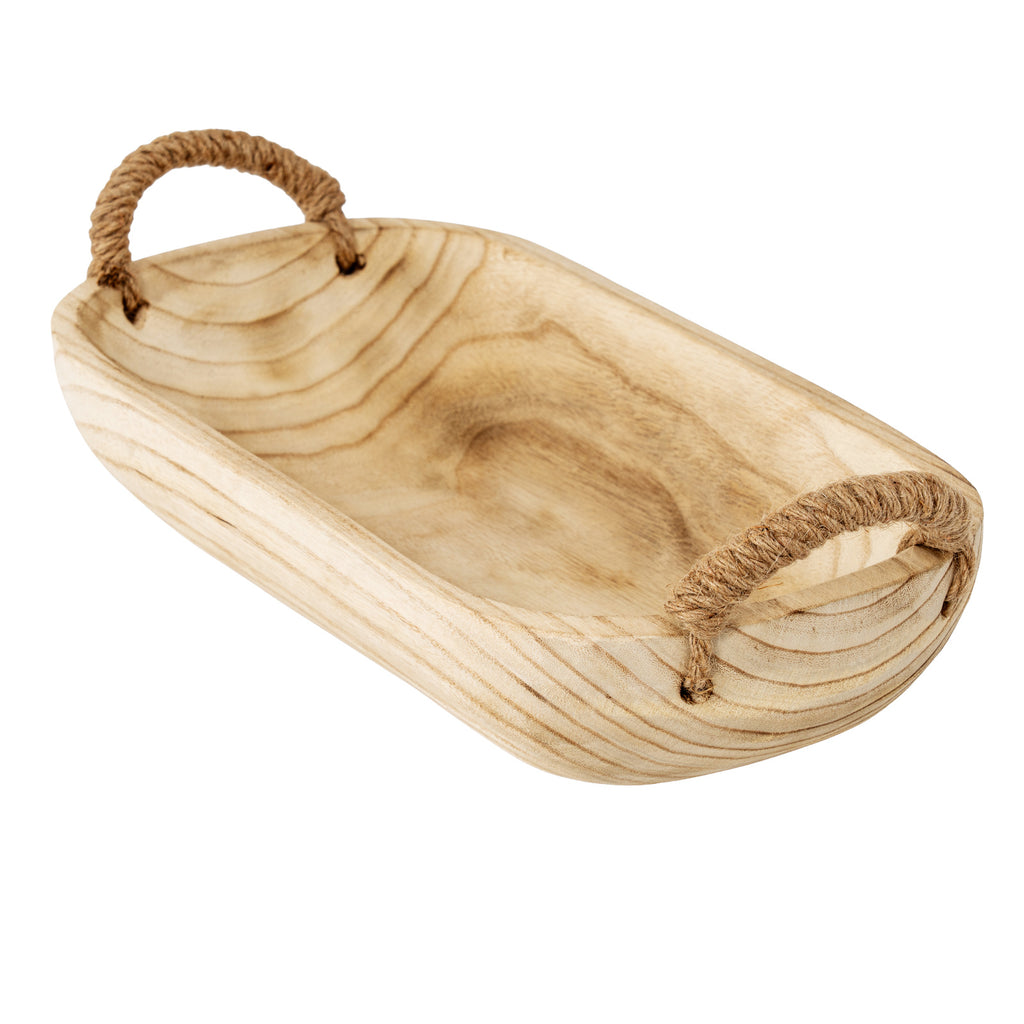 Set Of 2 Artisan Deep Rectangular Trays With Rope Handles