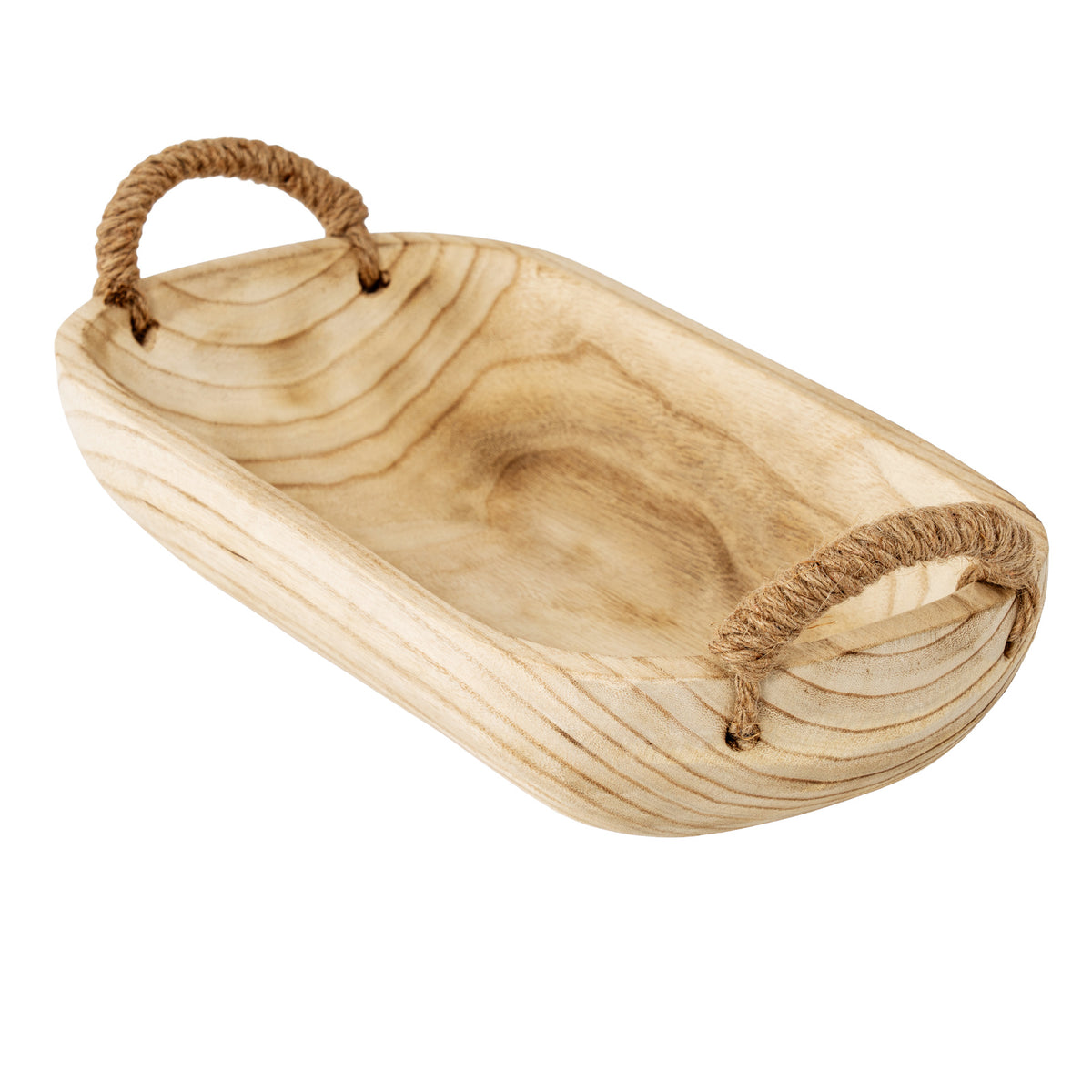 Set Of 2 Artisan Deep Rectangular Trays With Rope Handles