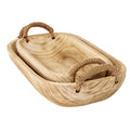 Set Of 2 Artisan Deep Rectangular Trays With Rope Handles