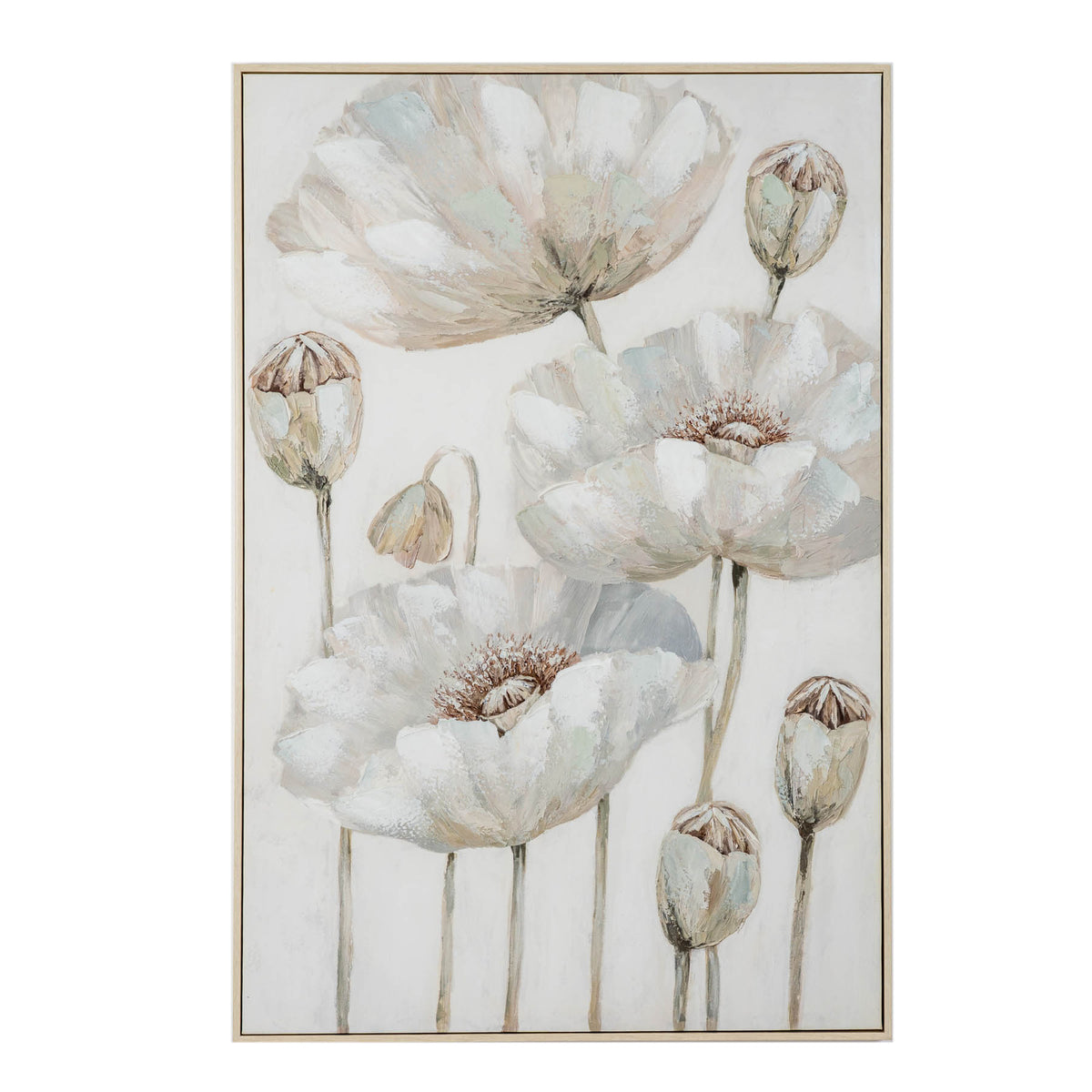 Poppy Stems Handpainted Canvas in Frame